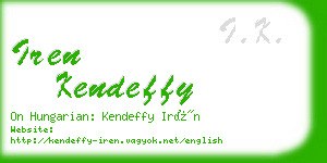 iren kendeffy business card